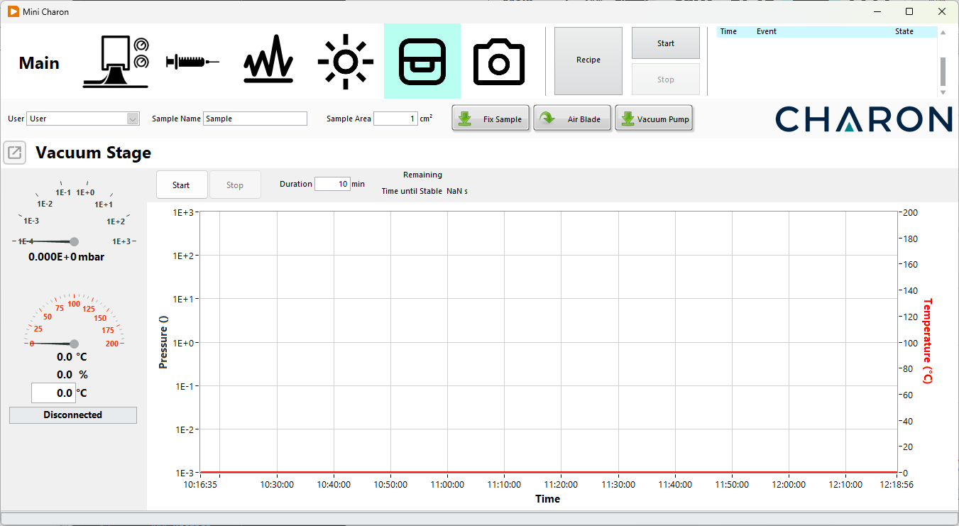 Charon Vacuum Stage interface